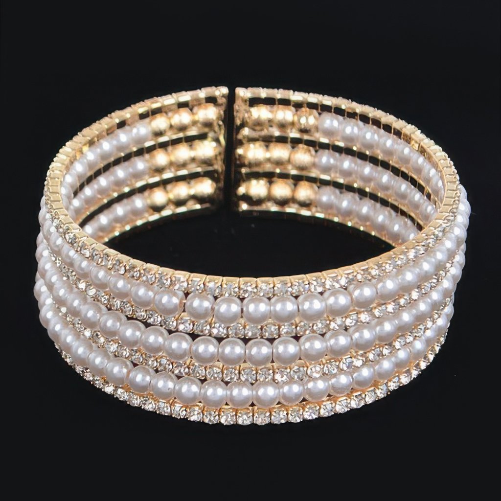 Pearl&Stone Wire Bracelet